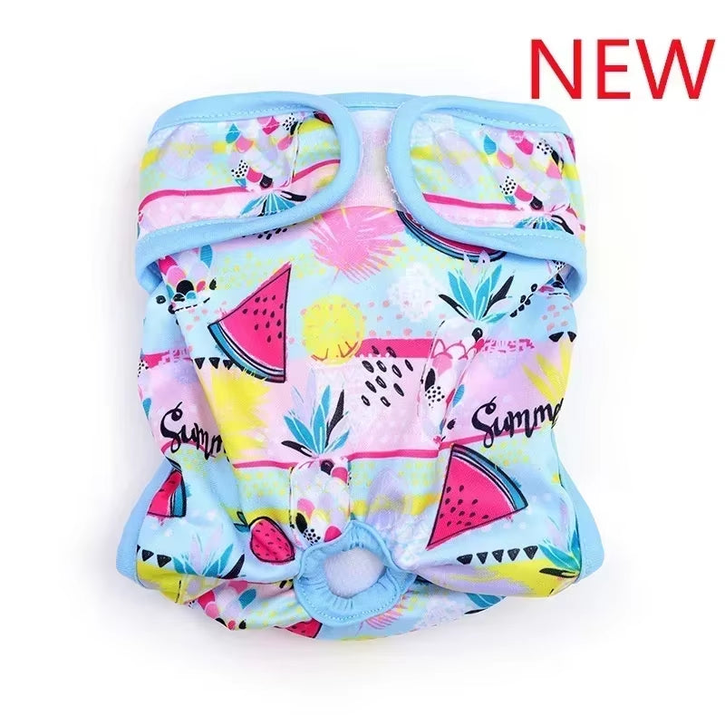 Washable Dog Diapers Physiological Pants Cute Cartoon Print Female Dog Diaper Underwear Dog Sanitary Panties PaƱales Para Perros