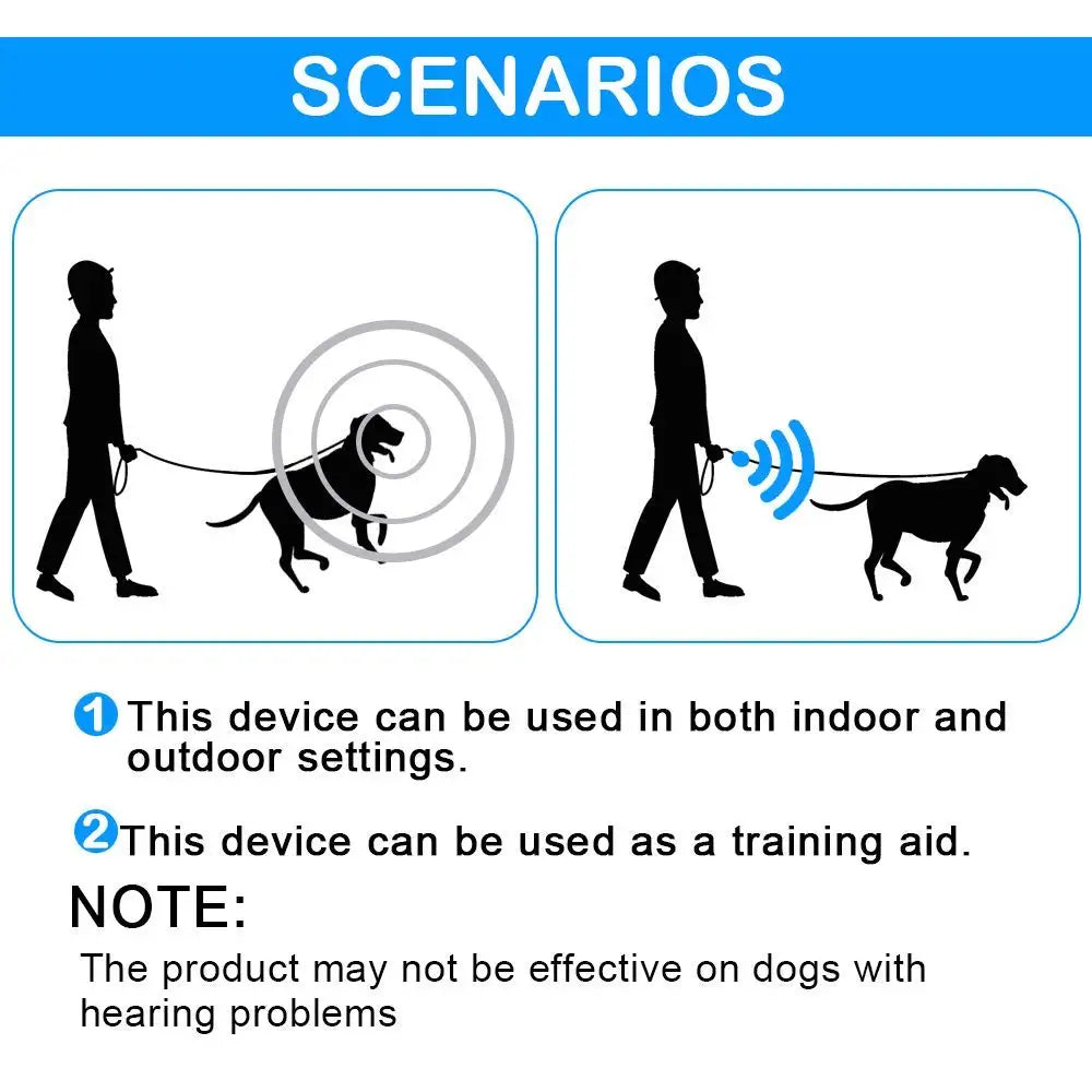 3 in 1 Pet Dog Repeller Whistle Ultrasonic anti Barking Stop Bark Device with Flash Light Outdoor Pets Dogs Repellent Training