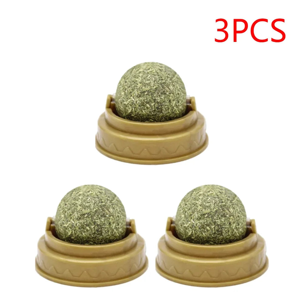 Cat Wall Stick-On Ball Toy Molar Teeth Catnip Snack Ball Removes Hair Balls Promote Digestion with Dust Cover Pet Products