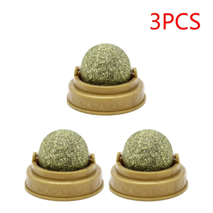 Cat Wall Stick-On Ball Toy Molar Teeth Catnip Snack Ball Removes Hair Balls Promote Digestion with Dust Cover Pet Products