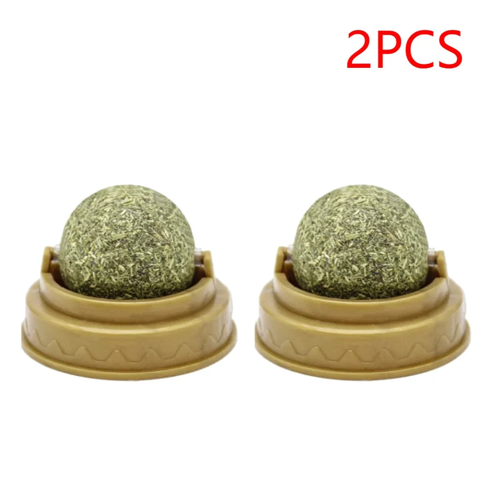 Cat Wall Stick-On Ball Toy Molar Teeth Catnip Snack Ball Removes Hair Balls Promote Digestion with Dust Cover Pet Products