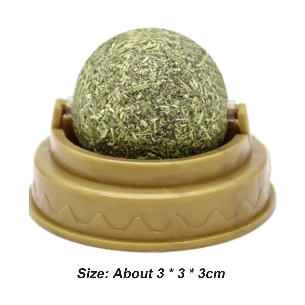 Cat Wall Stick-On Ball Toy Molar Teeth Catnip Snack Ball Removes Hair Balls Promote Digestion with Dust Cover Pet Products
