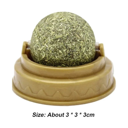 Cat Wall Stick-On Ball Toy Molar Teeth Catnip Snack Ball Removes Hair Balls Promote Digestion with Dust Cover Pet Products