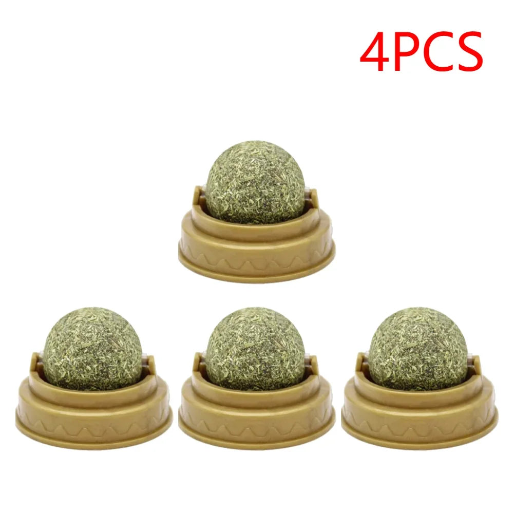 Cat Wall Stick-On Ball Toy Molar Teeth Catnip Snack Ball Removes Hair Balls Promote Digestion with Dust Cover Pet Products