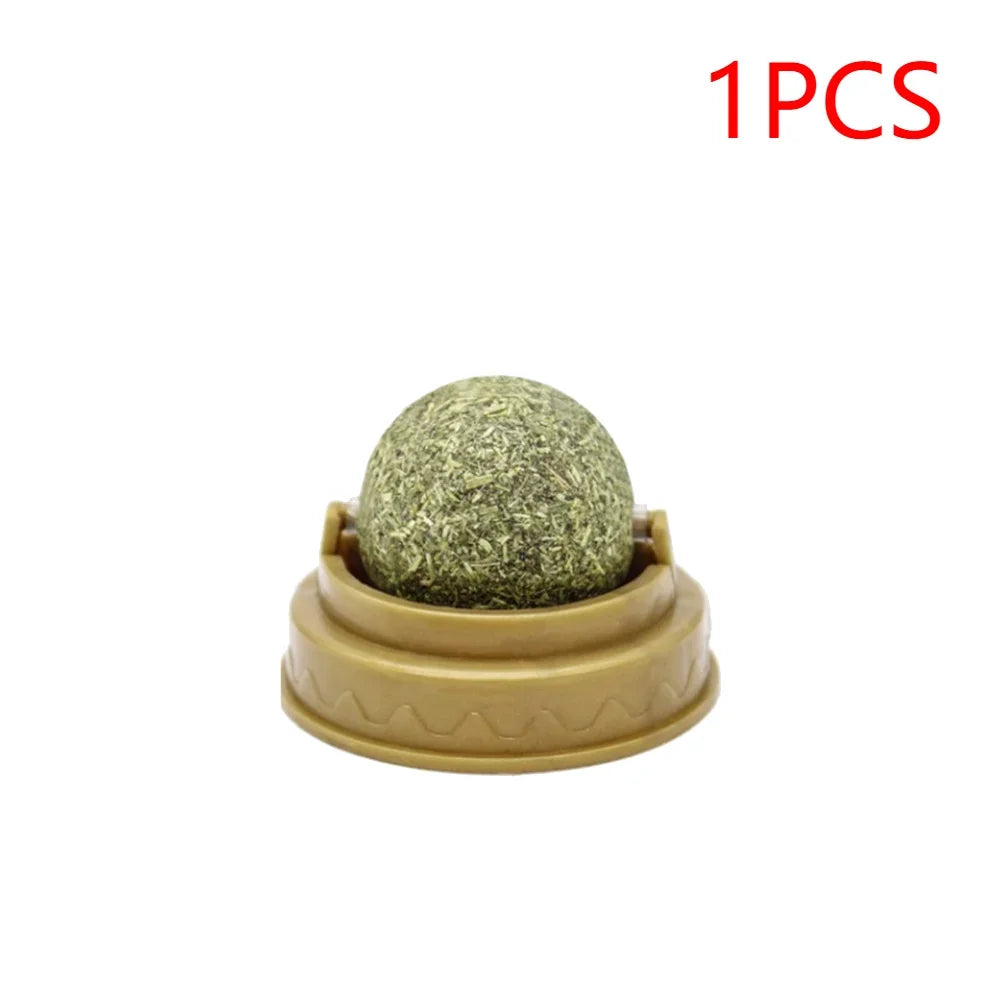 Cat Wall Stick-On Ball Toy Molar Teeth Catnip Snack Ball Removes Hair Balls Promote Digestion with Dust Cover Pet Products
