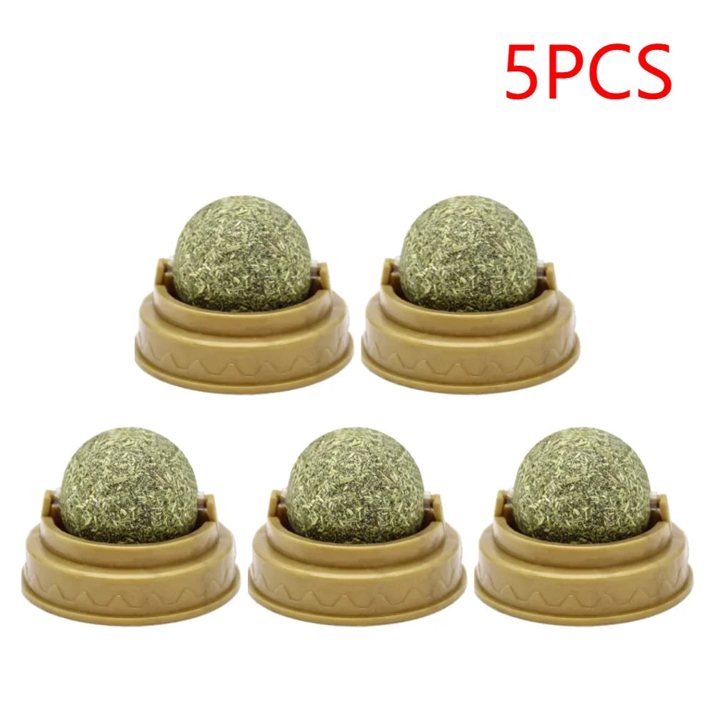 Cat Wall Stick-On Ball Toy Molar Teeth Catnip Snack Ball Removes Hair Balls Promote Digestion with Dust Cover Pet Products