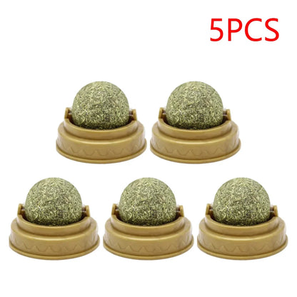 Cat Wall Stick-On Ball Toy Molar Teeth Catnip Snack Ball Removes Hair Balls Promote Digestion with Dust Cover Pet Products