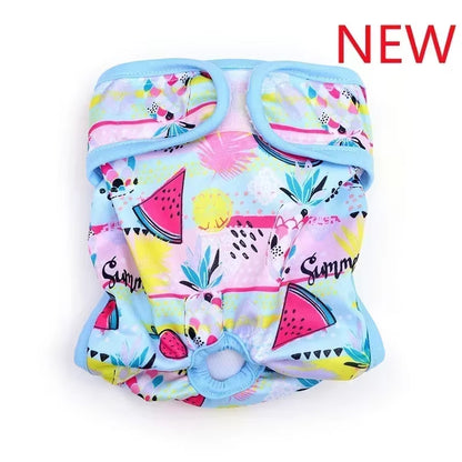 Washable Dog Diapers Physiological Pants Cute Cartoon Print Female Dog Diaper Underwear Dog Sanitary Panties Pañales Para Perros