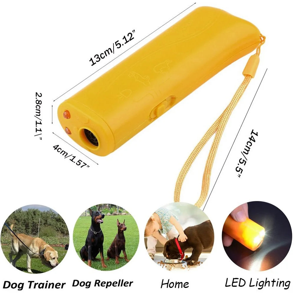 3 in 1 Pet Dog Repeller Whistle Ultrasonic anti Barking Stop Bark Device with Flash Light Outdoor Pets Dogs Repellent Training