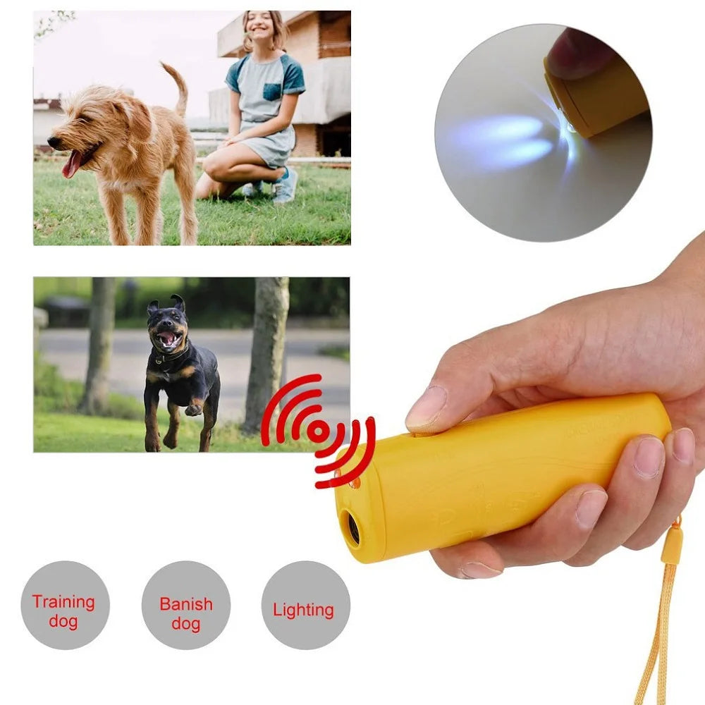 3 in 1 Pet Dog Repeller Whistle Ultrasonic anti Barking Stop Bark Device with Flash Light Outdoor Pets Dogs Repellent Training